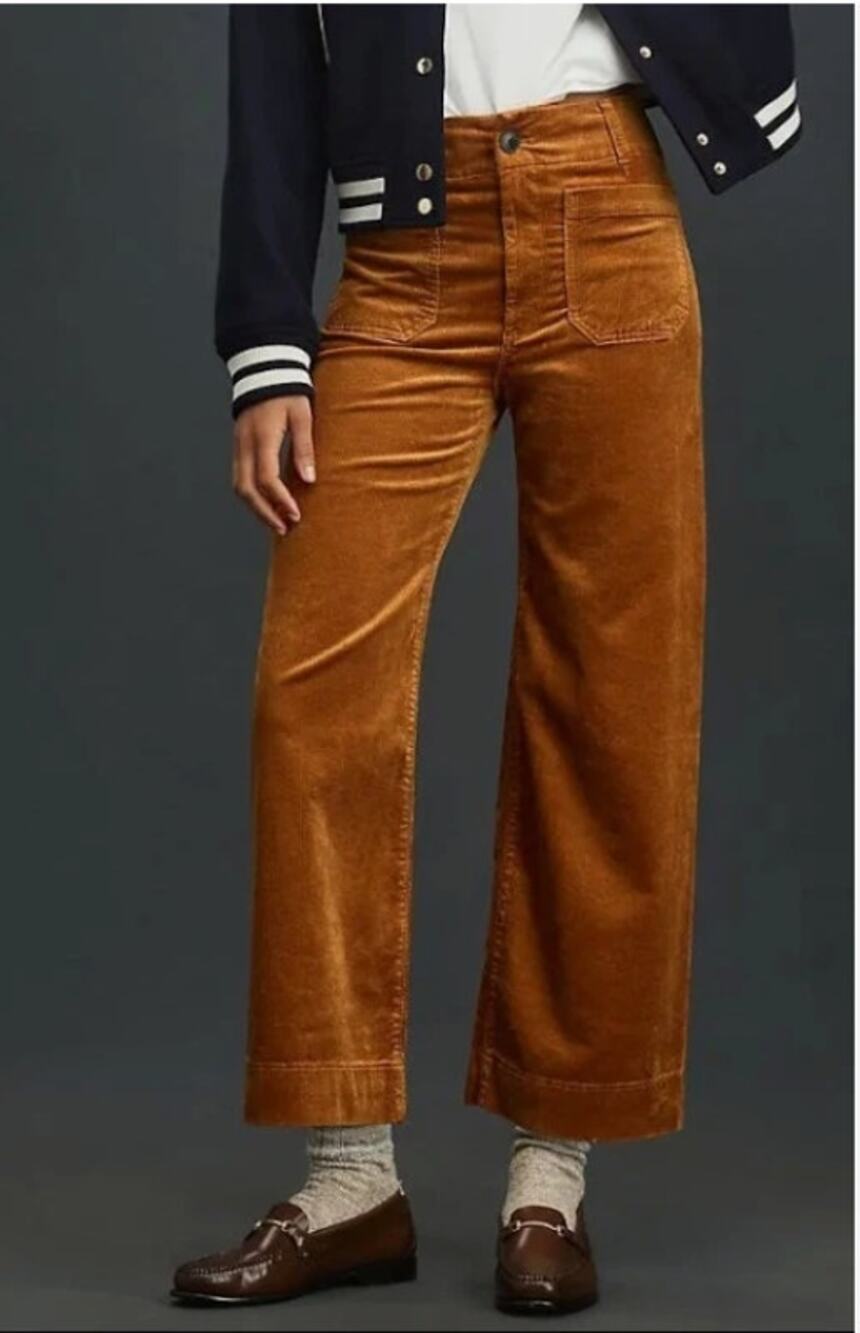 NEW Anthropologie Maeve The Colette Corduroy Crop Wide-Leg Pants Size 30